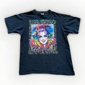 Vintage Mardi Gras Shirt Men's L Black Band‎ of Angels New Orleans 90s